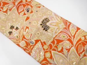 アンティーク　唐花模様織り出し名古屋帯（着用可）